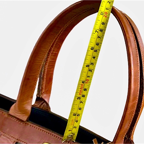 MRALPH LAUREN Black Watch Plaid Coated Canvas Brown
Leather Top Zip Shoulder Bag - Picture 10 of 16